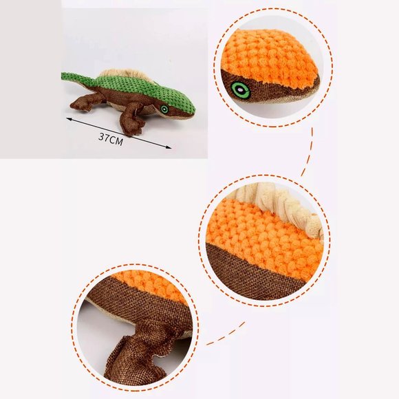 Lizard-Shaped Soft Stuffed Plush Dog Chew Toy for Fun and Play - Picture 2 of 7